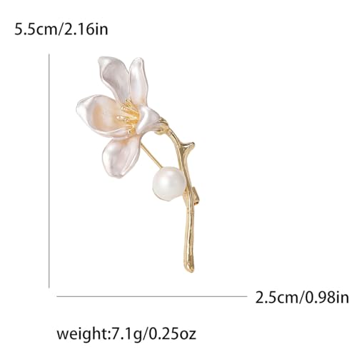 Image of Rhinestone Flower Brooch 18K Gold Plated Flower Floral Brooch Elegant Pearl Lapel Pin Costume Jewelry Thanksgiving Day Birthday Wedding Gifts for Mom Wife