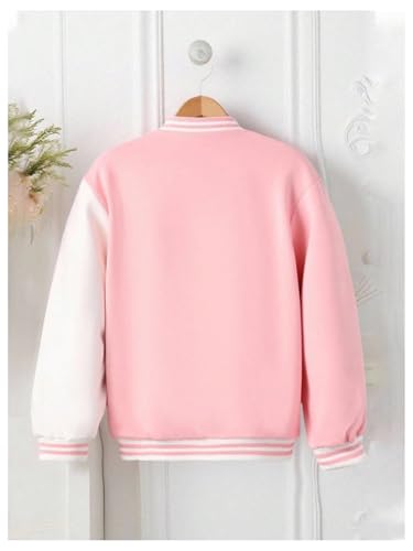 Girl's 3D Floral Bomber Jackets Long Sleeve Button Down Baseball Jacket Coat3