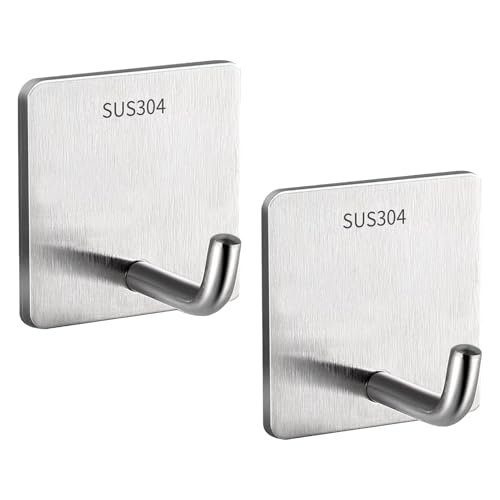 2 Pezzi Appendi Accappatoio Bagno,Appendi Asciugamani Bagno,Gancio Accappatoio Doccia,Porta Accappatoio da Bagno,Ganci Adesivi Bagno,Gancio Adesivo,Appendini Adesivi,Ganci Bagno,Argento(4.5cm)