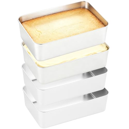 GBKDQQ Molde de acero inoxidable grande: 4 piezas 33 x 15 x 6,5 cm acero inoxidable molde para pan apilable rectangular molde de pan para hornear pasteles pan almacenamiento