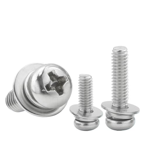 5-100 クロスヘッド 3コンビネーションネジ(ワッシャー付き)M2、M3、M4、M5、M6、M8 ステンレス鋼(30mm,M3 50pcs)