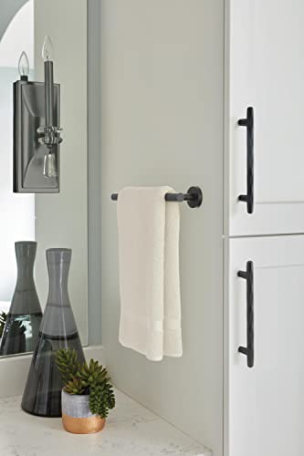 Image of Amerock Arrondi 9 inch Matte Black Towel Bar | Decorative bathroom hardware in durable Stainless Steel construction; mounting hardware included for easy installation