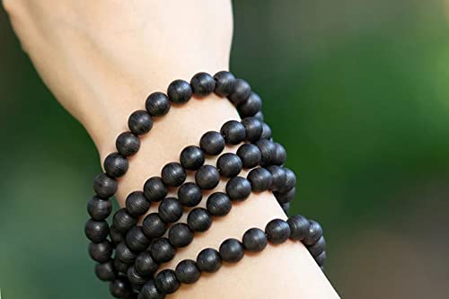Image of Karungali Malai 12 mm 108+1 beads Orignal Ebony Mala, Natural Black Ebony Wood Mala for Meditation Pooja Chanting Wearing Jewelry Prayer Beads