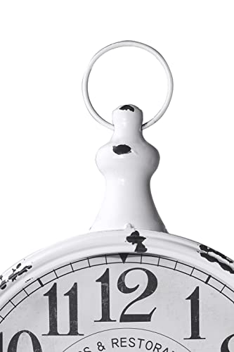 Dozily Round European Retro Wall Clock Old-Fashioned Design Vintage Decor Wall Clocks White 15" H X 10" W #TOP3