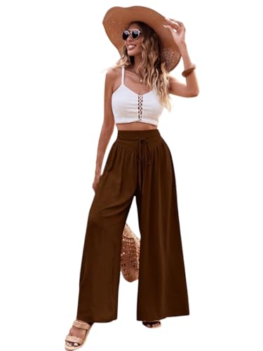 Image of KOTTY Womens Solid Lightweight Duqqa Brown Pant