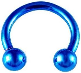 Blue Anodized 12G, 12 MM Round Circular Horseshoe Barbells Hoop Rings, Hypoallergenic 316L Stainless Steel Surgical Steel Ring lip, belly, nipple, cartilage, tragus, earring body Jewelry piercing - 12 gauge
