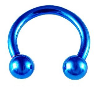 Blue Anodized 14G, 12 MM Round Circular Horseshoe Barbells Hoop Rings, Hypoallergenic 316L Stainless Steel Surgical Steel Ring lip, belly, nipple, cartilage, tragus, earring body Jewelry piercing - 14 gauge