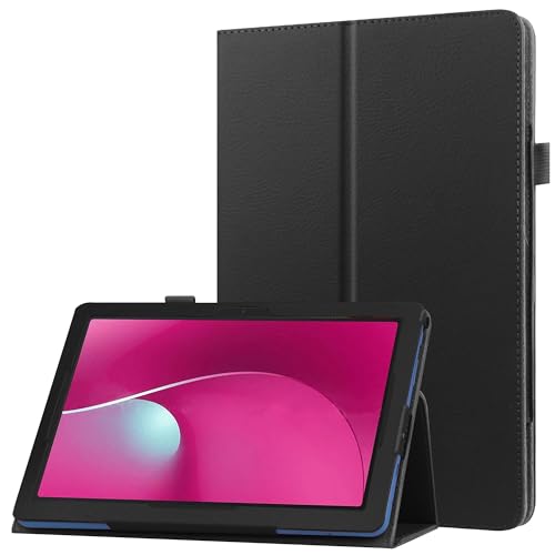 zukof Funda para tablet T-Mobile REVVL Tab 2 de 10.1 pulgadas 2025 - Funda protectora plegable delgada de piel sintética (negro)