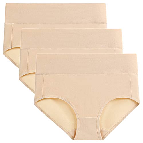 Image of wirarpa Women's Cotton Underwear High Waist Full Coverage Brief Panty Multipack