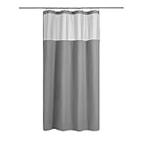 N&Y HOME 48 Inch Waffle Weave Shower Curtain with Snap-in Fabric Liner & 12 Metal Hooks Set - 48' x 72' Shower Stall Size, Hotel Style & Mesh Top Window, Machine Washable - Gray, 48x72