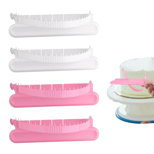 Set mit 4 Bogenführungen für Kuchen, Bogenlineal für Fondantkuchen, Hilfsmittel für Kuchenbogen und Gebäckmessgerät (Weiß und Rosa) (Weiß und Rosa)