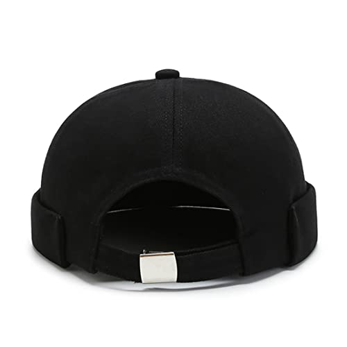 Xyiyi Black Cotton Brimless Docker Cap Adjustable Street Casual Sailor Cap Skullcap Beanie Hat #TOP4