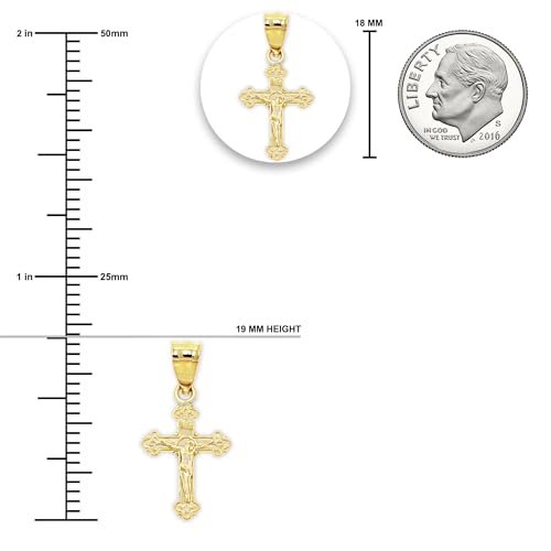 Gold Mini Crucifix Charm - 10 Karat Solid Gold - Small Cross Charm - Religious Cross Jewelry3