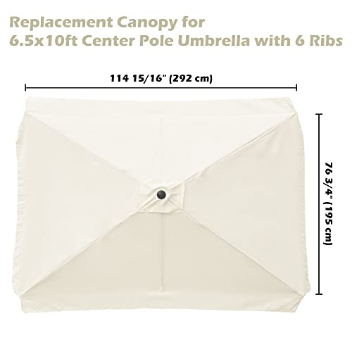 Yescom Rectangle Replacement Patio Umbrella Canopy Parasol Top Cover For 6 Ribs 6.5X10Ft Beach Umbrella 180G #TOP7