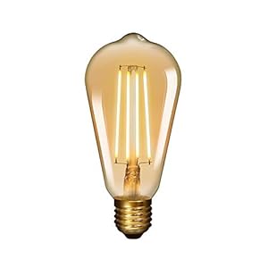 Enuotek Vintage ST64 6W Edison LED gloeilamp, E27 retro draadlamp, lamp, COB LED, lange draad en retro glazen lampenkap, warm wit, 2400 K, 1 stuks
