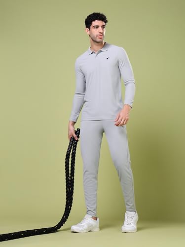 Image of TECHNOSPORT Men's Slim Fit Track Pants with Zip Pockets, ELASTO Plus Quick Dry Stretchable Lightweight Lower for Gym Running Yoga and Sports