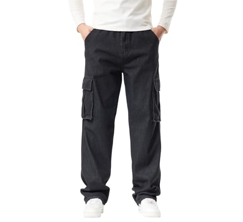 Men's Hip Hop Wide Leg Streetwear Loose Fit Skater Denim Pants Vintage Y2K Cargo Baggy Jeans Casual for Everyday Wear
