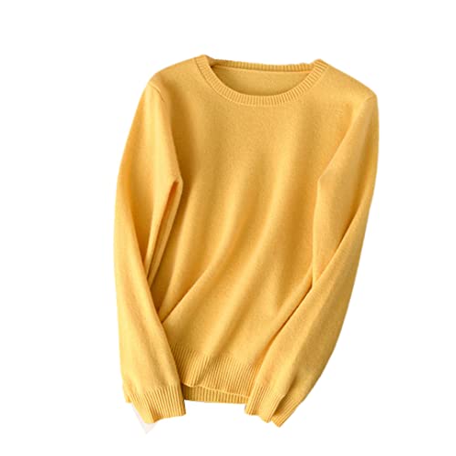 Kaschmir Wolle Strickpullover Damen Pullover Rundhals Basic Warm...