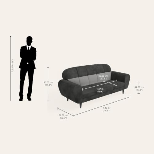 Image of Interio by Godrej BobbinV2 3-Seater Fabric Sofa