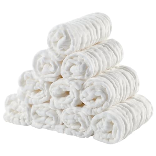EXTSUD Baby Waschlappen, 10er Musselin Spucktücher Baby 25x25cm...