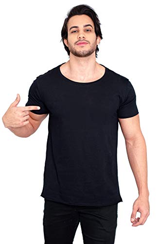 Kit com 2 Camisetas Basicas Lisas Gola Canoa Preto e Branco Masculina (M)