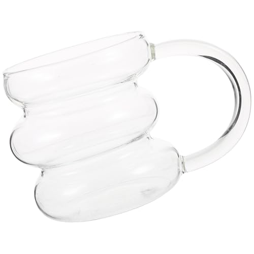 CLISPEED Taza de Agua de Vidrio Diseño Estable y Fácil de Limpiar, Cristalería Ondulada para Bar y Comedor, Vaso de Vidrio Transparente Resistente