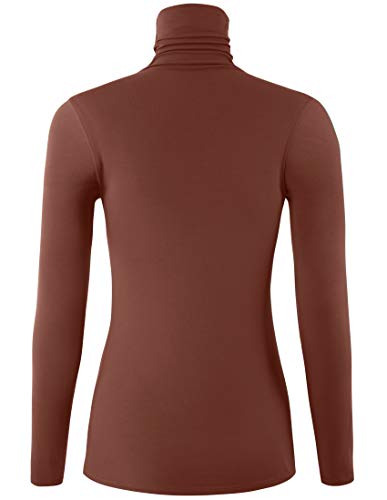 Image of AUHEGN Women's Long Sleeve Short Sleeve Lightweight Turtleneck Top Slim Fit Pullover T-Shirt (S-XXL)