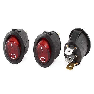 Commutateur 3 X illuminé SPST rouge 6A 250VAC interrupteur à bascule I/O