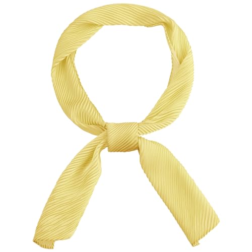 Women Pleated Long Scarves, Solid Gradient Contrast Color Ribbon Hair Band Neck Scarves