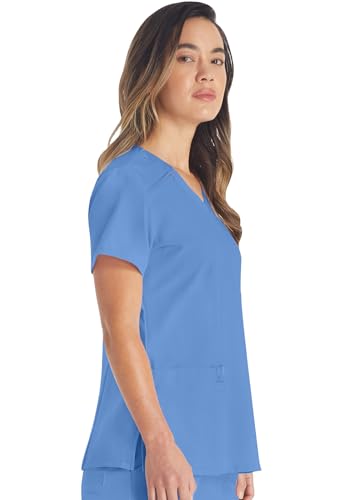 Dickies EDS Essentials Scrubs, V-Neck Womens Tops with Four-Way Stretch and Moisture Wicking DK615, XS, Ciel - image 6