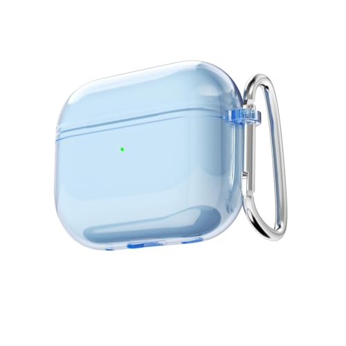LoeoeL for Airpods 3 Case Clear, Transparent Silicone Cute Girly Airpods 3rd Generation Case with Keychain, Hard Shell Plastic Airpods Cover Accessories for Women Girls, Light Blue
