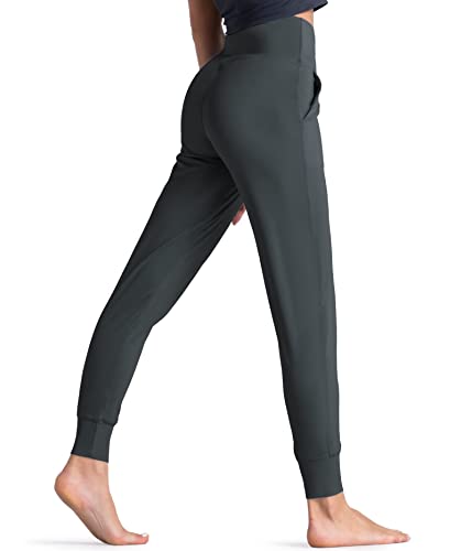 Wjustforu Women's Joggers Sweatpants High Waist Lounge Tapered Pants With Pockets Loose Track Cuff Leggings For Gym, Workout, Yoga ((Medium, Dark Gray) #TOP2