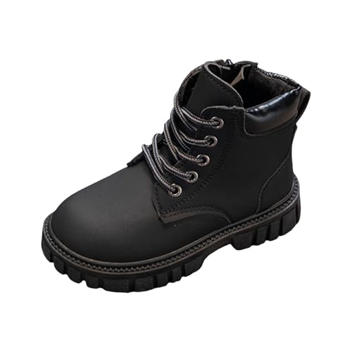 IWIHMIV Girls Hiking Boots Outdoor Booties Comfortable Boys Non Slip Fashion Work Ankle Boots with Lace Up Side Zipper