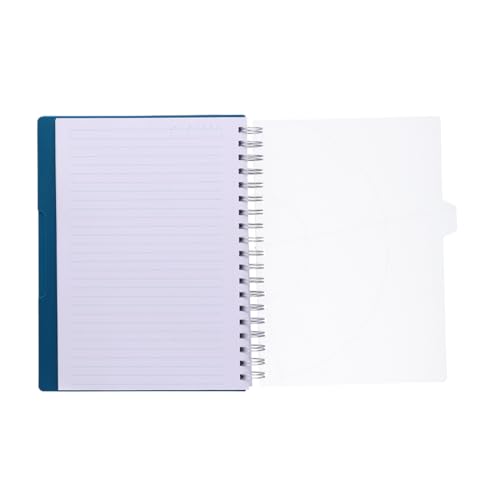 Image of HQ Navneet Five Subject Spiral Wiro Binding Office Notebook for Personal and Office Use | B5 Size - 25 cm x 17 cm | Blue | 300 Pages