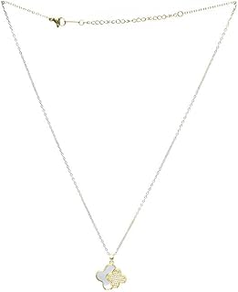Stainless Steel Necklace With Clover Design For Girl - Gold White