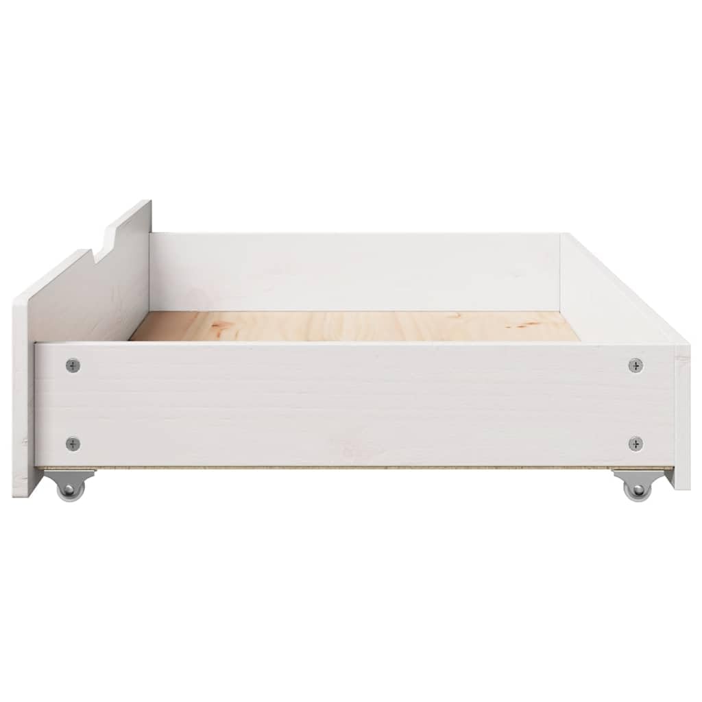 vidaXL Cajones Debajo Cama con Ruedas 2 uds Madera Maciza Pino Blanco