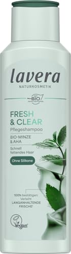 lavera Pflegeshampoo Fresh & Clear - ohne Silikone - für schnell fettendes Haar - befreit von Fett & Stylingrückständen - vegan - Naturkosmetik - 250ml