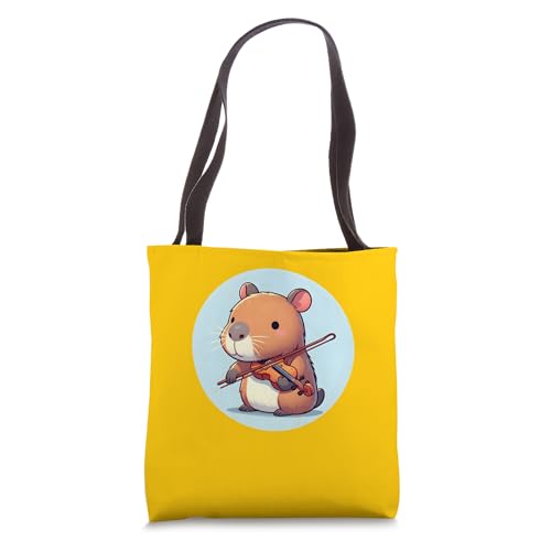 Bolso Tote con Diseño de Capibara Tocando Violín miniatura 1