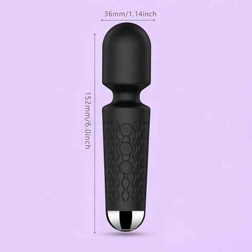 Image of Handheld Cordless Mini Massager, Powerful Quiet with Waterproof, 20 Modes & 8 Speeds Vibration Wand for Back Neck Shoulders, Muscle Soreness Relief & Recovery (Black)