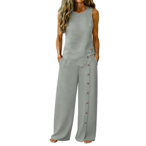 Haut asymétrique en lin deux pièces ensemble femme pour silhouette élancée