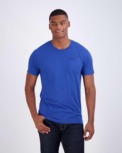 Real Essentials 4 Pack: Men's Cotton Performance Short Sleeve Crew Neck Pocket T-Shirt Athletic Top (Available in Big & Tall)2