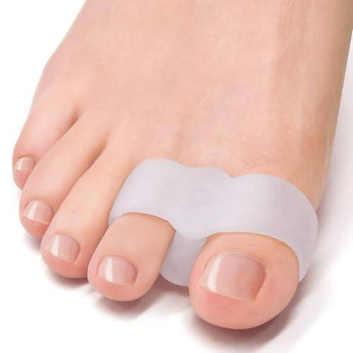 Flomiara 5 pares de correctores de juanetes, separadores de dedos con 2 bucles, espacio para dedos grandes adecuado para juanetes y dedos superpuestos, suave agradable a la piel, hallux valgus y