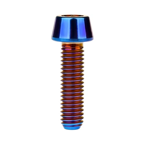 Image of Titanium Ti DIN912 M4 8 10 12 15 20mm Tapered Head Hex Bolts Bicycle Screws Pack of 6 (Burnt Blue, M4x15mm)