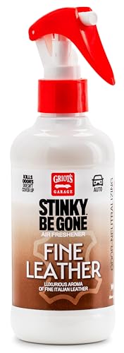 Griot's Garage Stinky-Be-Gone Fine Leather Air Freshener Spray – Odor Remover for Cars, Trucks, and SUVs on Carpets, Floor Mats, and Under Seats, 8oz