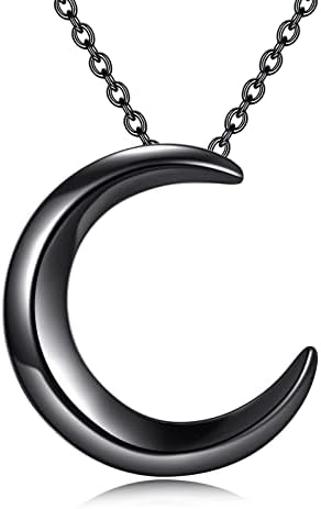 JOERPH Black Crescent Moon Necklace for Women Men Sterling Silver Gothic Moon Pendant Necklace Moon Jewelry Party Gifts