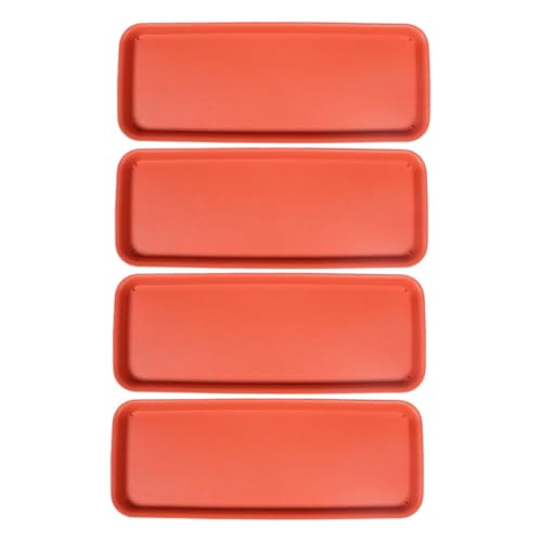 LOORGVEL 4個プラスチックプランター受け皿 長方形花盆水受けトレー 防水底皿 バルコニー室内用 多用途植物鉢受け盤表面保護