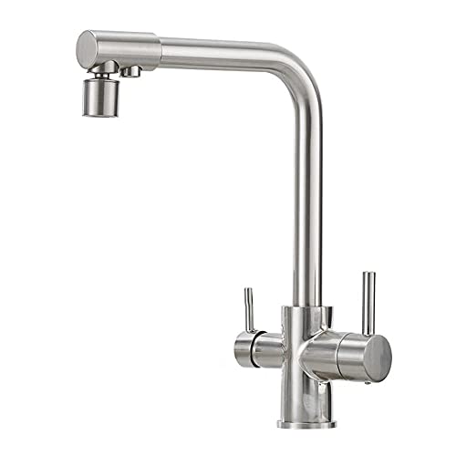 Grifo de cocina 3 en 1 multifuncional con triple vía para agua potable fría y caliente