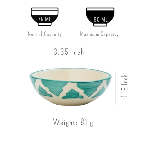 Image of Ceramic Bowl Set | 2-Piece Lightweight Crockery for Daily Use | Seafoam Green Ramen & Snack Bowls (75ml Each) | Elegant Microwave & Dishwasher Safe | Perfect Christmas & New Year Gift