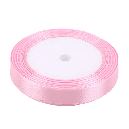 KUHRLRX 15 mm Large Ruban Cadeau boîte Emballage Ruban de Polyester Satin de Soie Rouleau Multi Couleurs Tissu embellir Ruban (Rose Cover