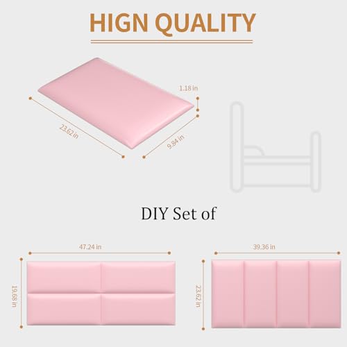 Image of Headboards Wall Panel for Twin, Self-Adhesive 3D Wall Panels, Upholstered Wall Panel for Bedroom /Living Room (4 Pieces 9.84 in x 23.6 in)